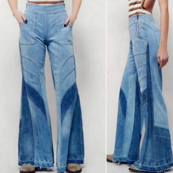 Free People Retro Boho Denim Flares - Picture 2 of 6